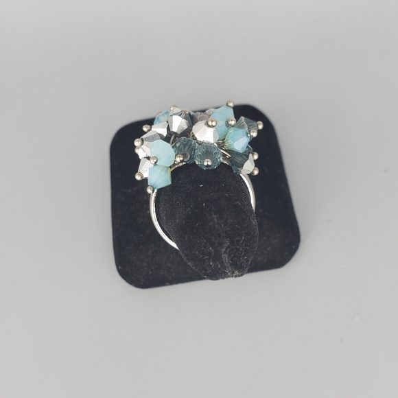 Swarovski Shades of Blue Beaded Ring - Picture 10 of 10